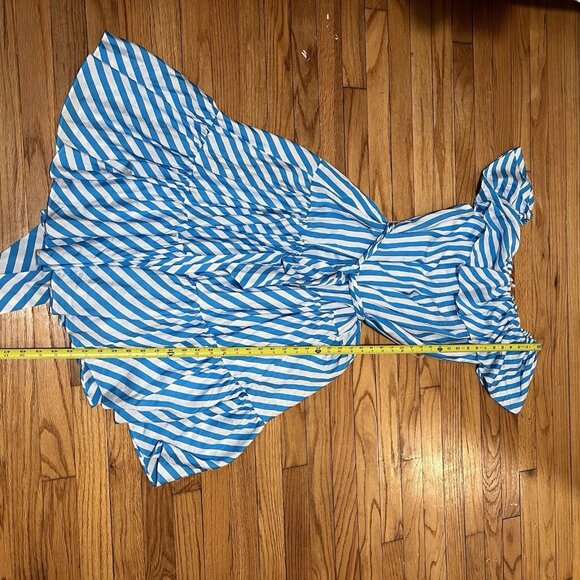 Trina Turk NWT‎ Salima 2 Midi Off-The-Shoulder Dress in Blue Stripe Size Large - Picture 11 of 12